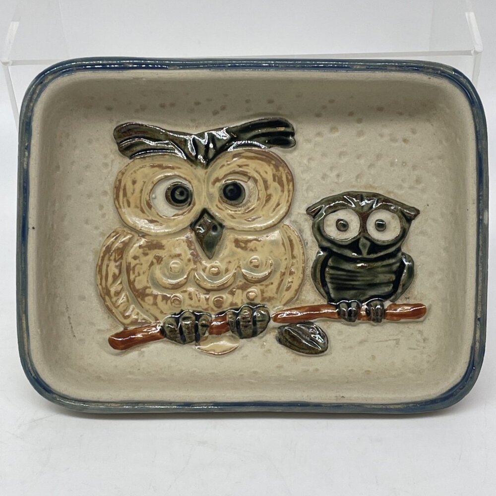 Takahashi Japan Owls Anthropomorphic Derpy Trinket Catch All Soap Dish Signed